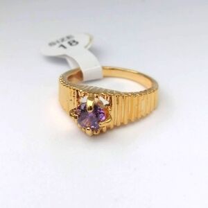14k Real Gold Plated Ring Purple Violet